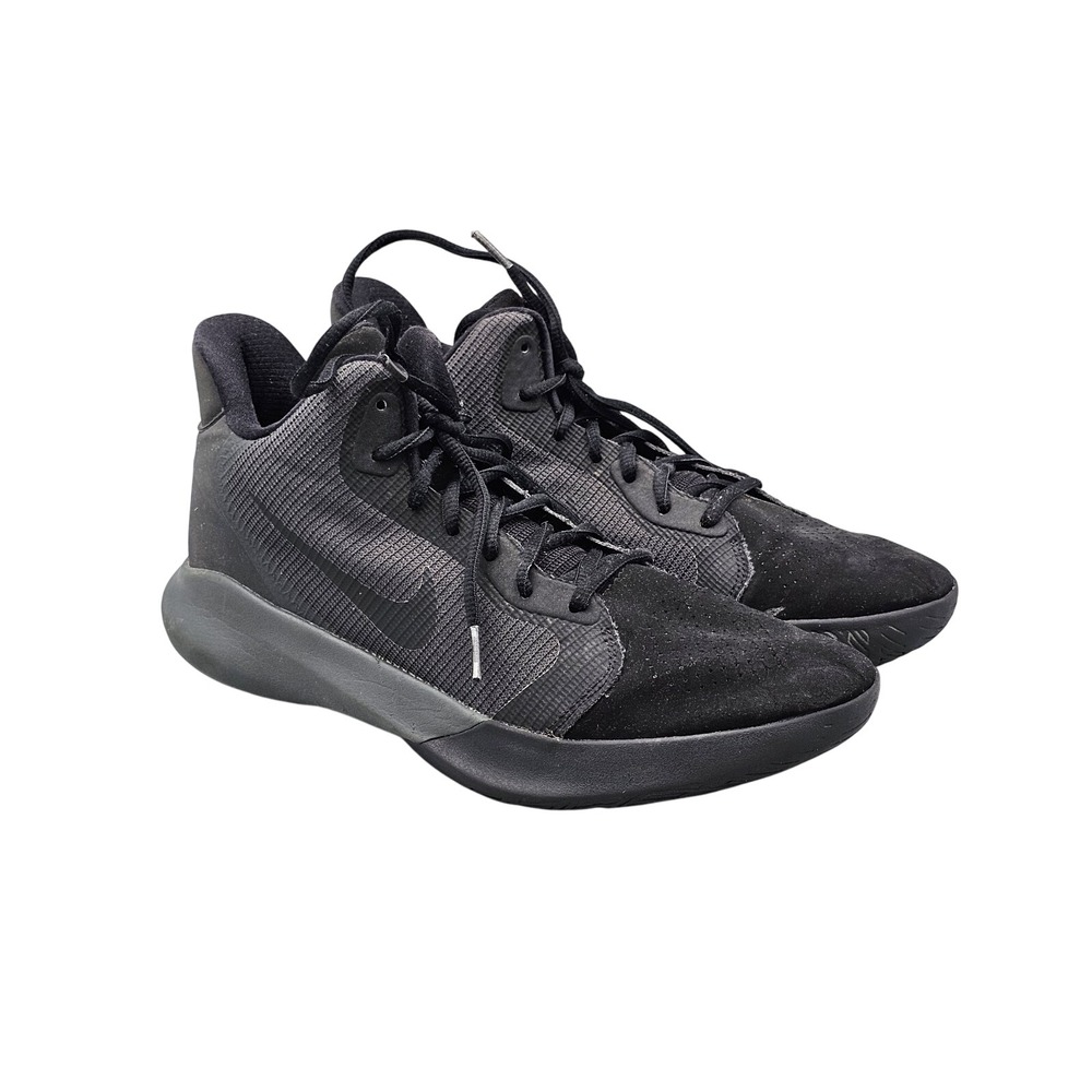Nike Men's Size‎ 9 US Precision III NBK Triple Black Mid Athletic Sneakers Shoes